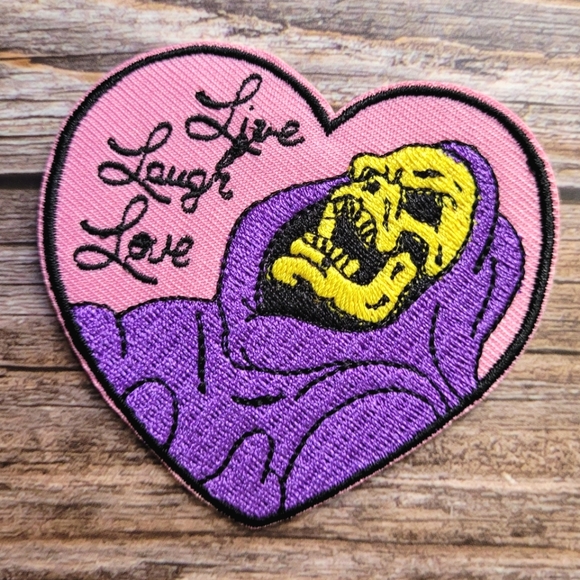 Live Laugh Love Skeletor  90s 80s Embroidered Iron on Patch - Picture 1 of 2